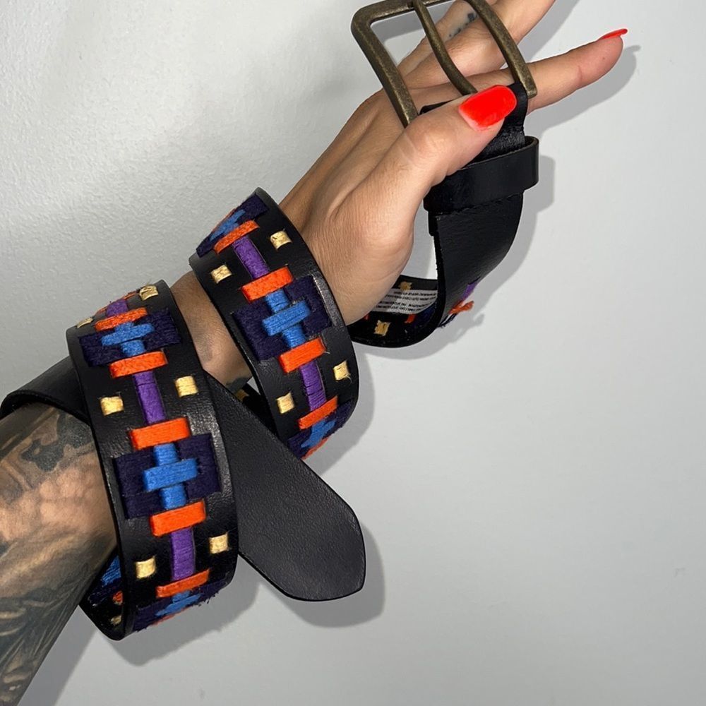 Free People Aztec Embroidered belt
